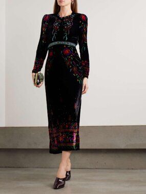 SALONI Claudia Velvet Midi Dress Size 10